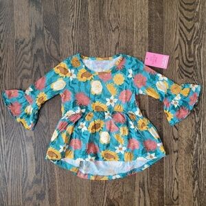 NWT Rufflebutts Girls 5 Sunflower Medley Bella Top